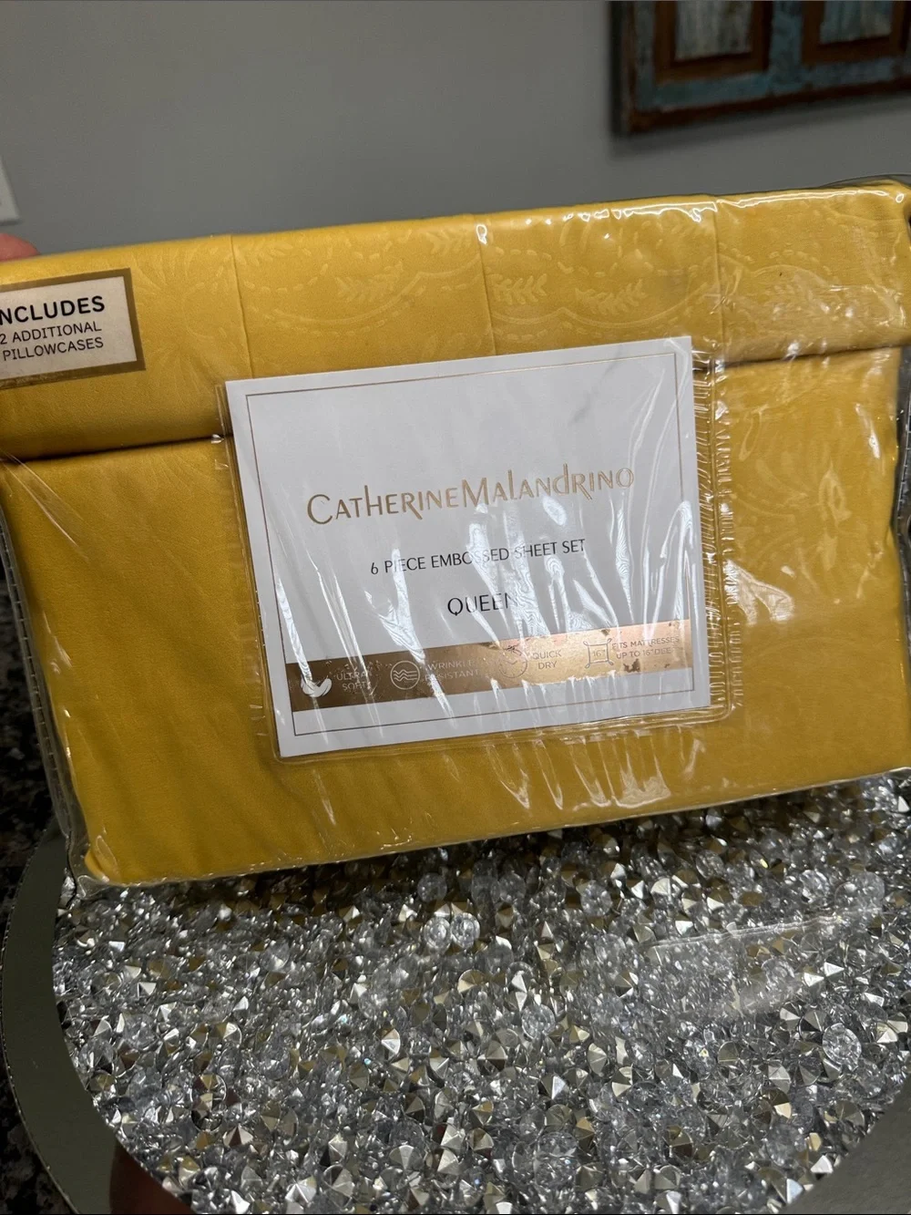 Catherine Malandrino 6 piece Queen Sheet Set - Mustard Yellow NEW